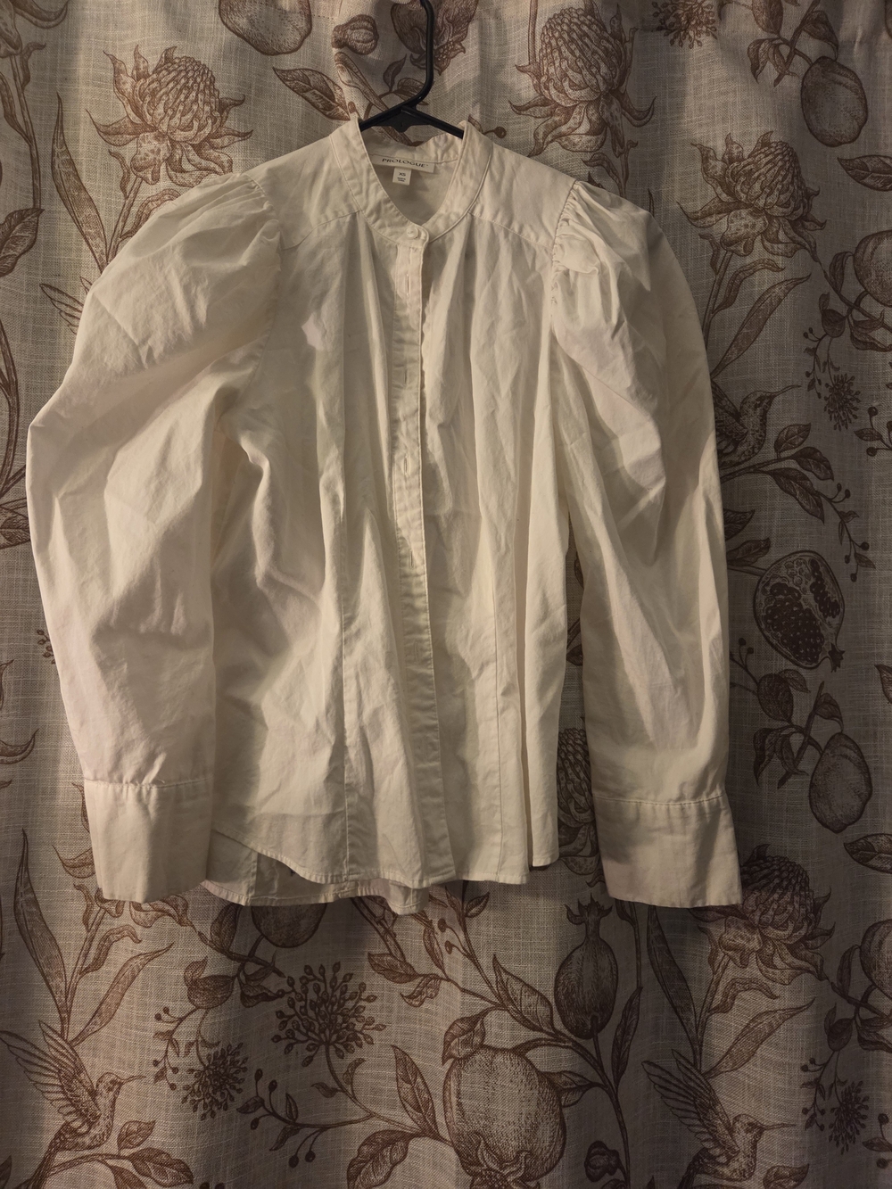 Prologue Cream Button-Down Puff Shoulder Blouse